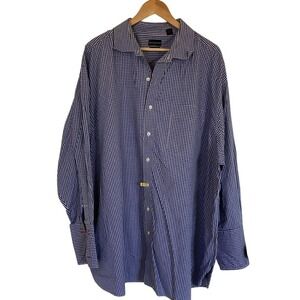 Rochester Mens Egyptian Cotton No Iron‎ Button Down Shirt Size 20 Blue White